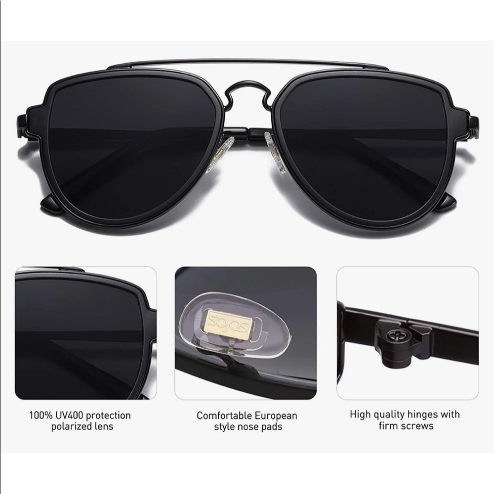 SOJOS Black/Grey Retro Polarized Sunglasses, SJ1051